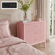 Fluted Nightstand with Charging Station