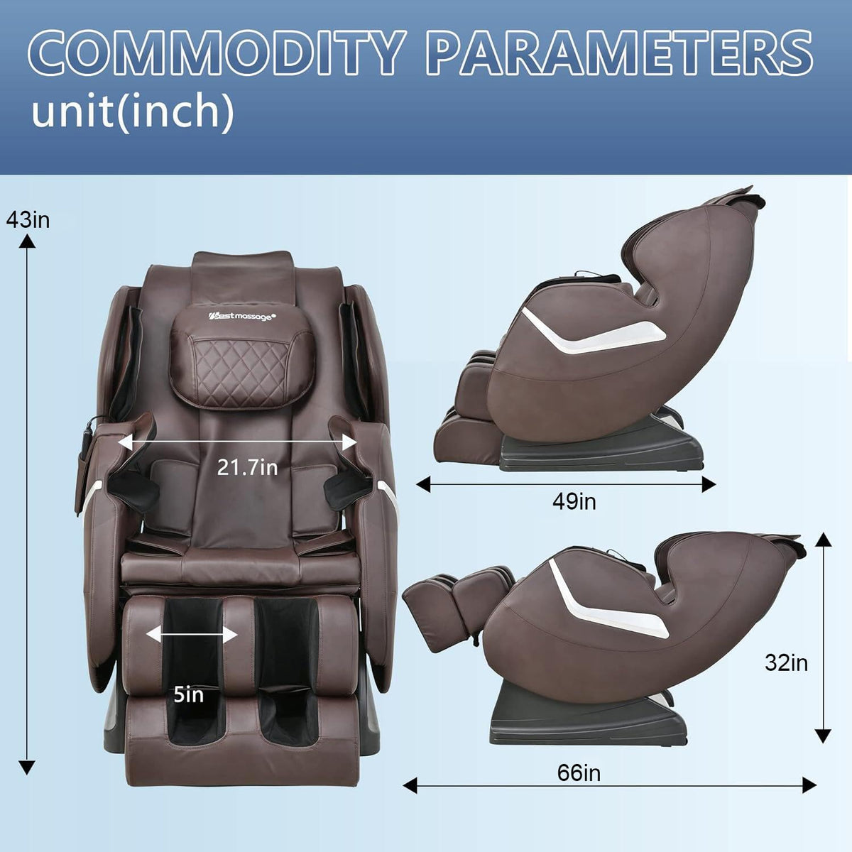 BestMassage Massage Chair Zero Gravity Full Body Electric Shiatsu Massage Chair Recliner with Foot Rollers Built-in Heat Therapy Air Massage System Stretch Vibrating for Home Office