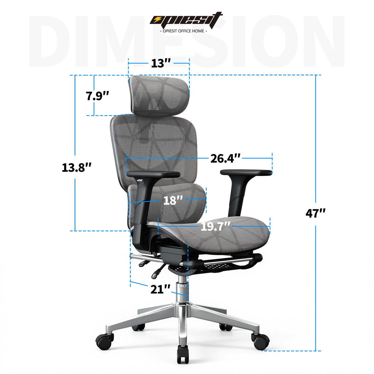 Mesh Office Chair with 4D Adjustable Lumbar Support,Ergonomic Computer Chair,400lbs Capacity,Steel-Frame Base/Foot,Adjustable Headrest and Armrests,Premium Desk Chair for Office & Gaming(Grey)