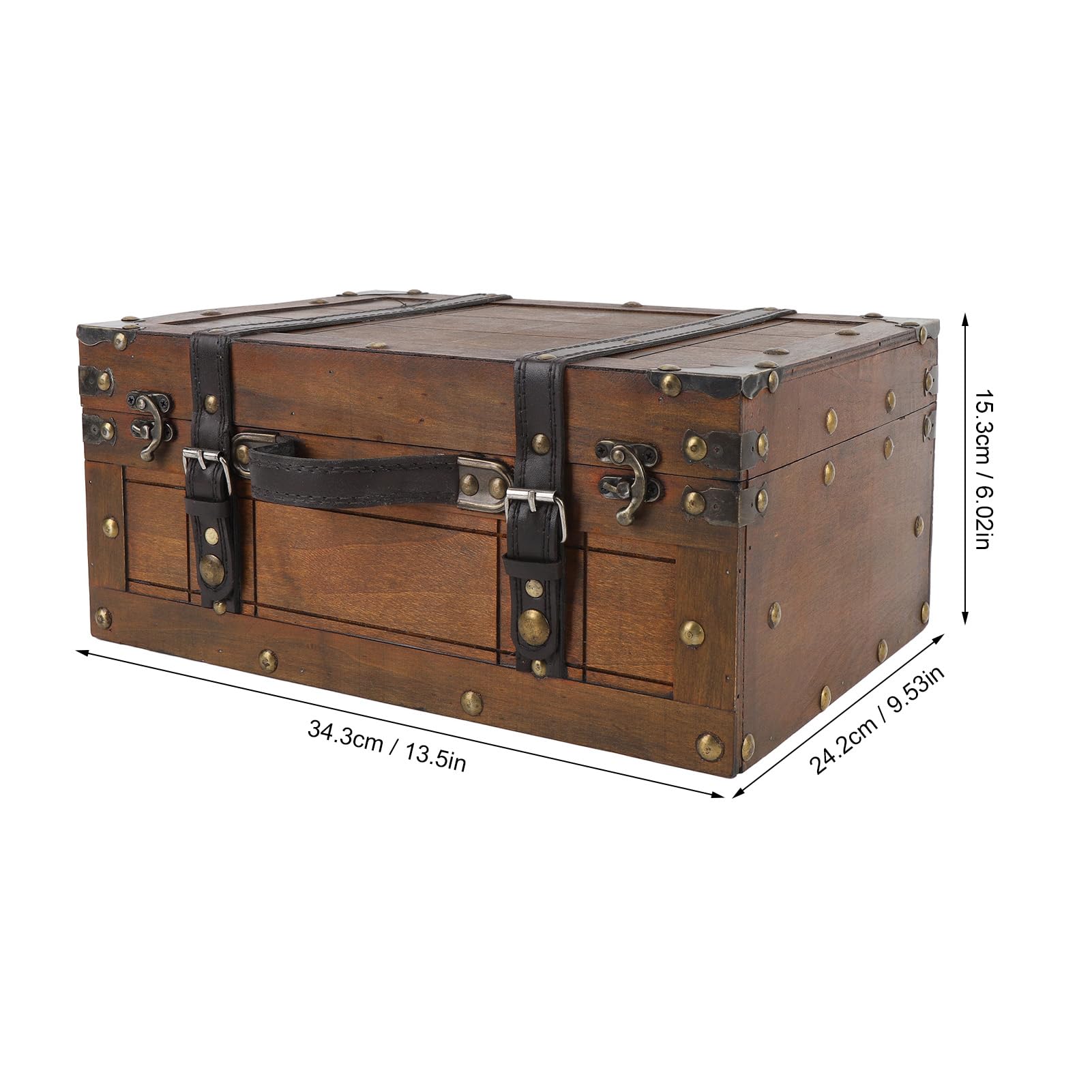 Vintage Wooden Storage Trunk with Hinged Lid