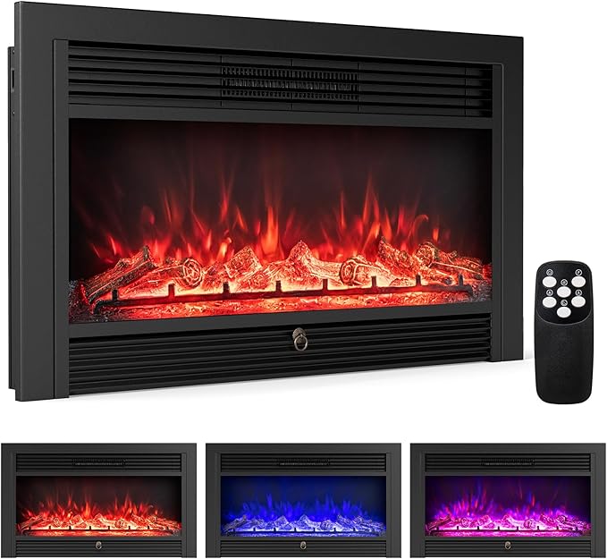 In-Wall Electric Fireplace Insert with Heater