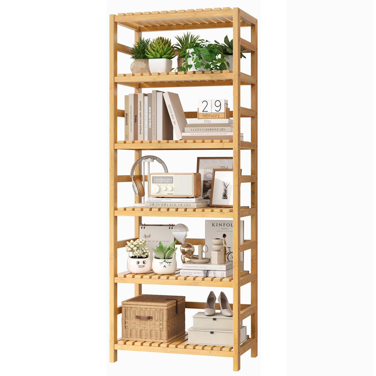 6-Tier Adjustable Bamboo Shelf