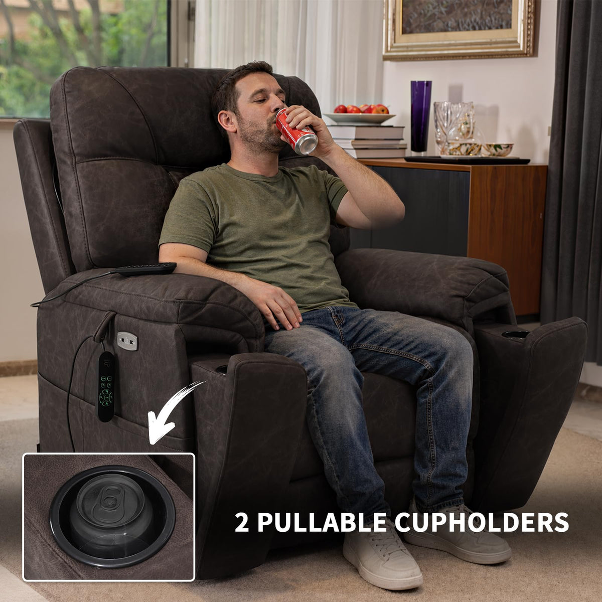 EONIX Large Triple Motor Power Lift Recliner Chair with Heat & Massage