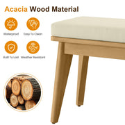 Wisteria Lane Acacia Outdoor Bench with Removable and Washable Cushion, 59" L×15.82" W Porch Bench, All-Weather Solid Wood Outside Chair for Proch Garden, Lawn