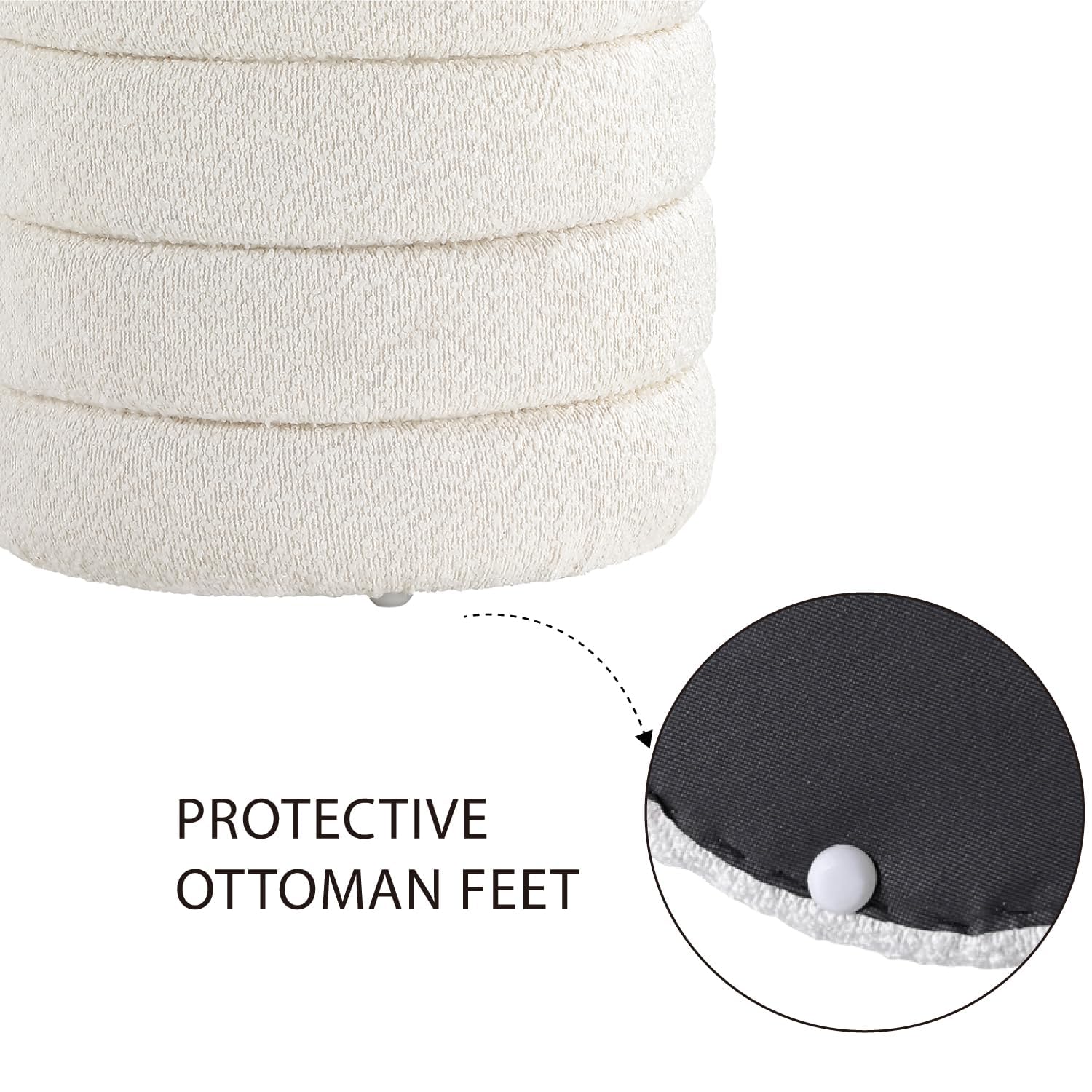 Get Set Style Modern Round Ottoman with Soft Padded Seat, Storage Vanity Chairs for Makeup, Upholstered Footrest Stool Ottoman Foot Stool for Living Room, Bedroom
