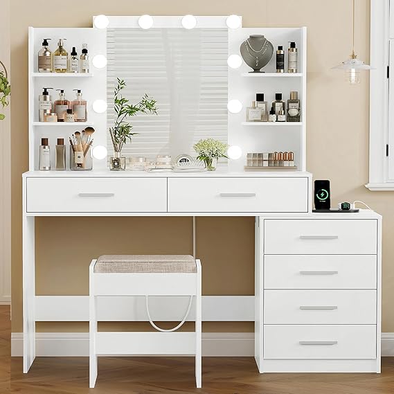 Vanity Desk with Mirror & LED Lights