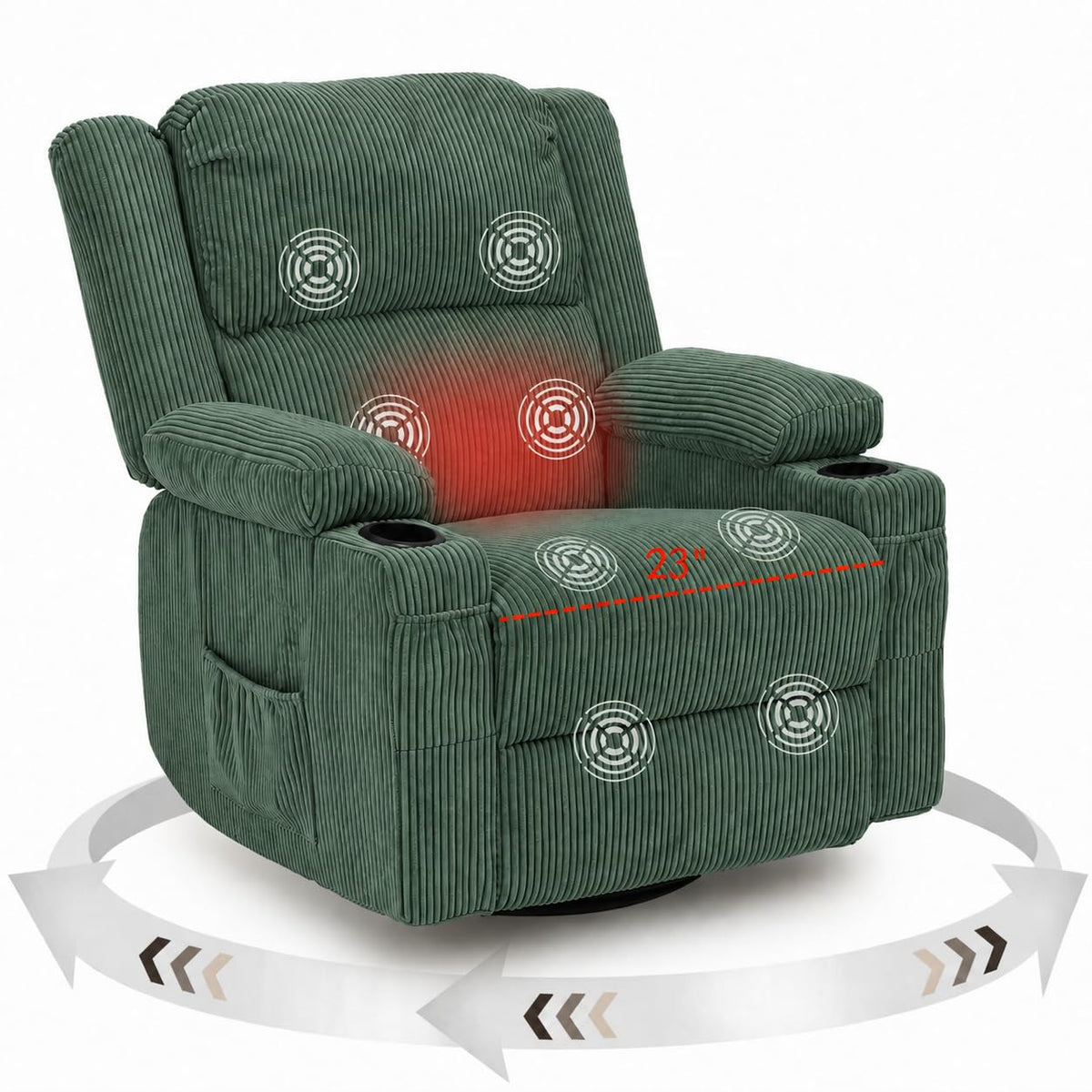Green Swivel Rocker Massage Recliner