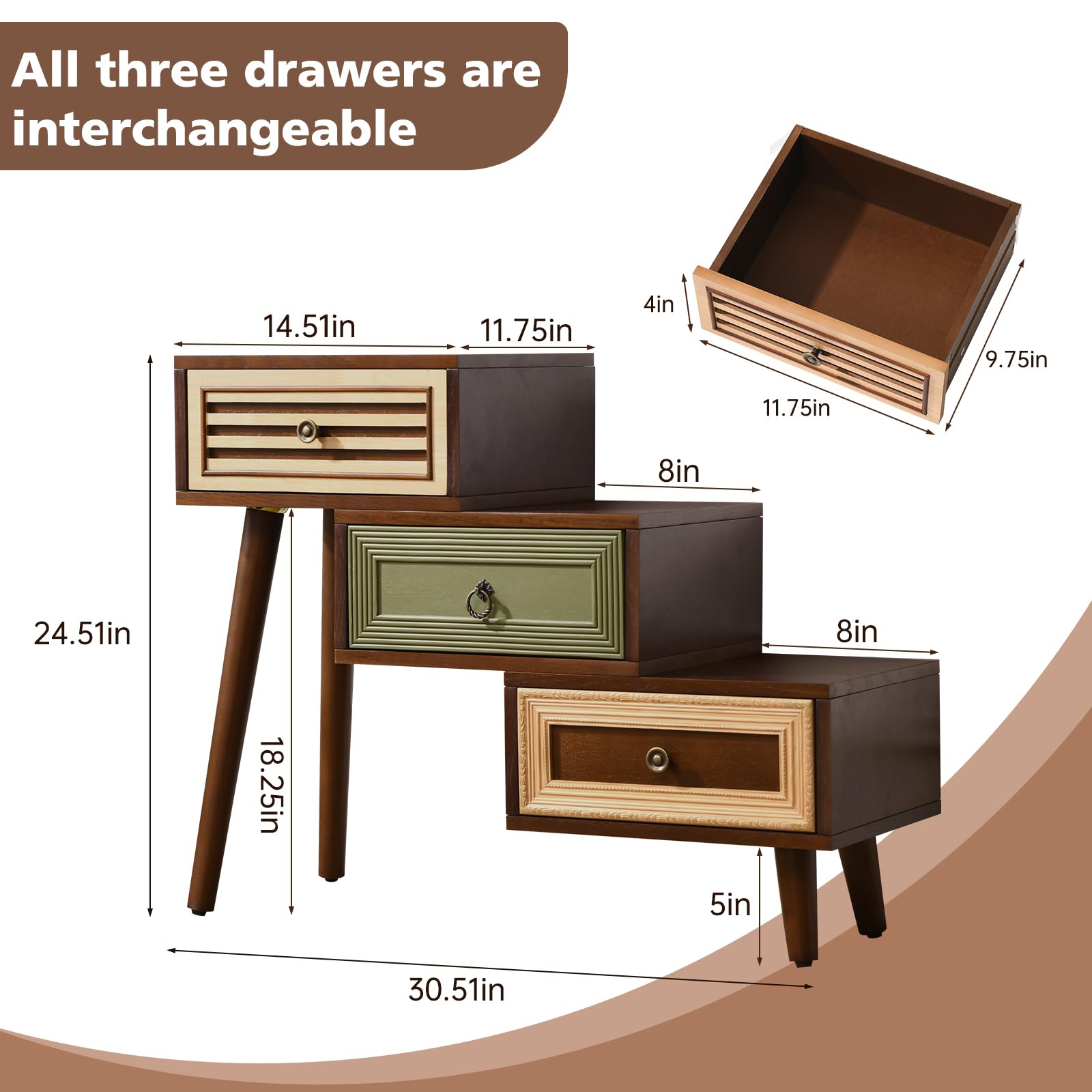 Vintage Asymmetrical Accent Chest with Drawers