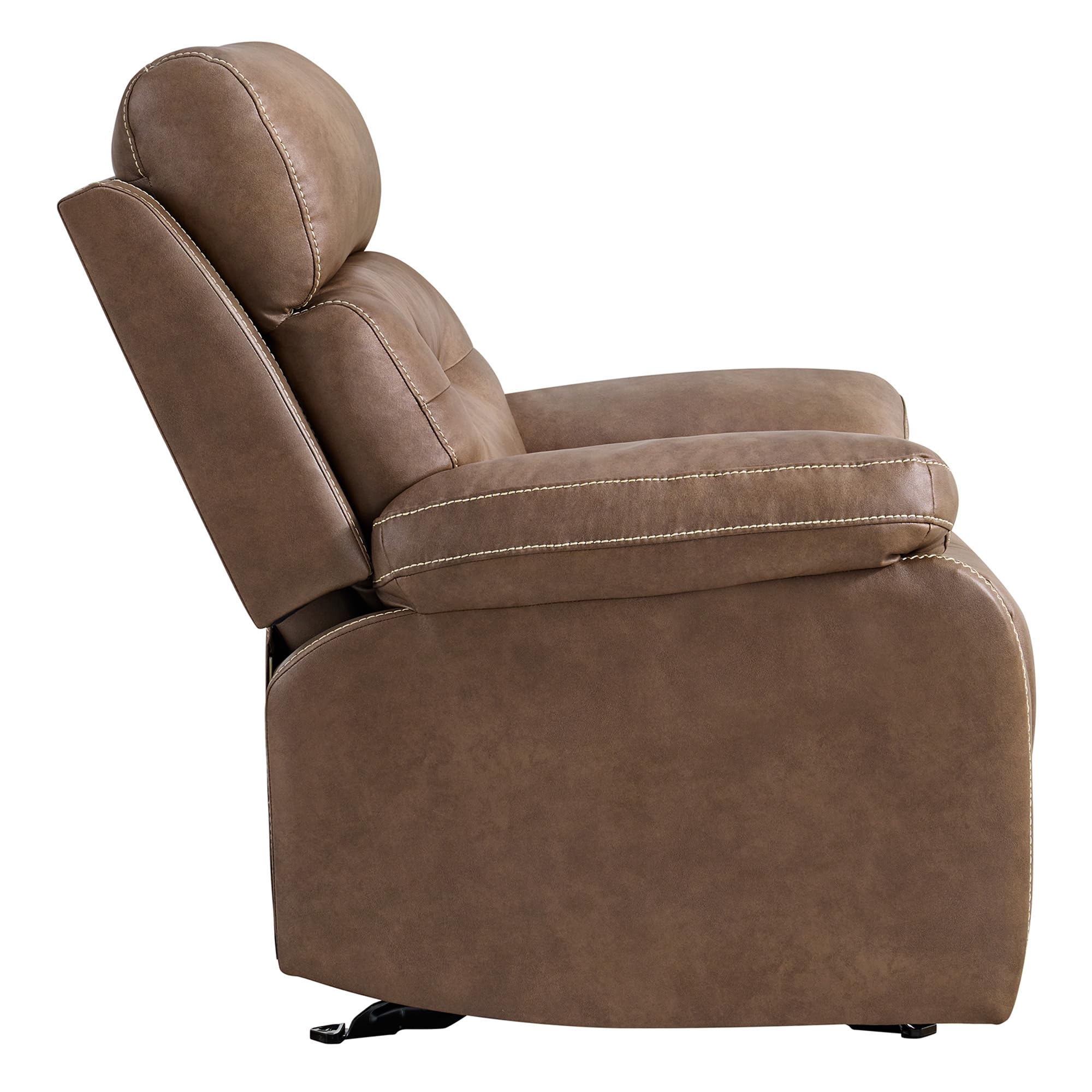 Faux Leather Recliner Chair with Rocker & Overstuffed Arms