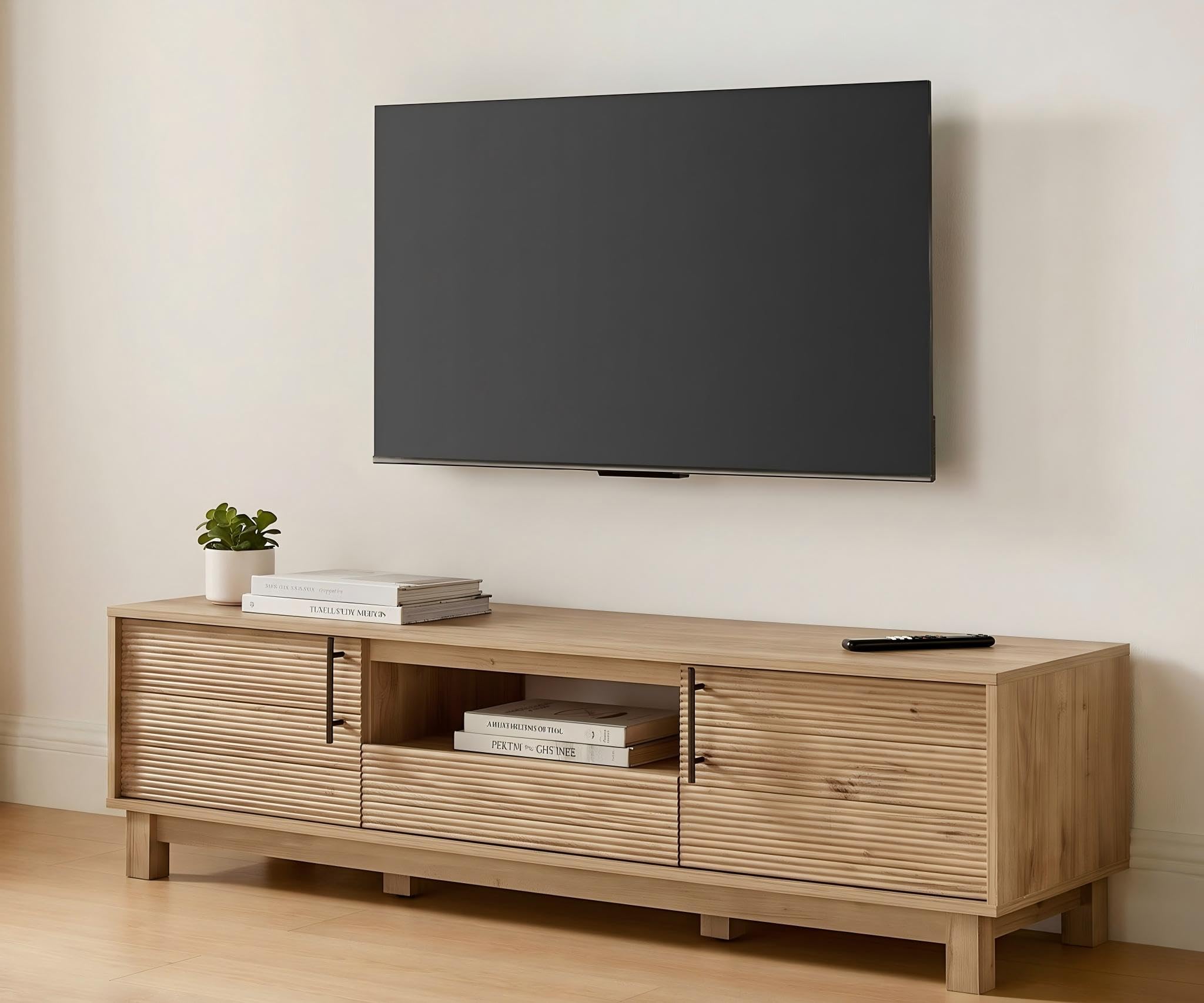 58" Fluted TV Stand with Storage – Fits TVs up to 65"