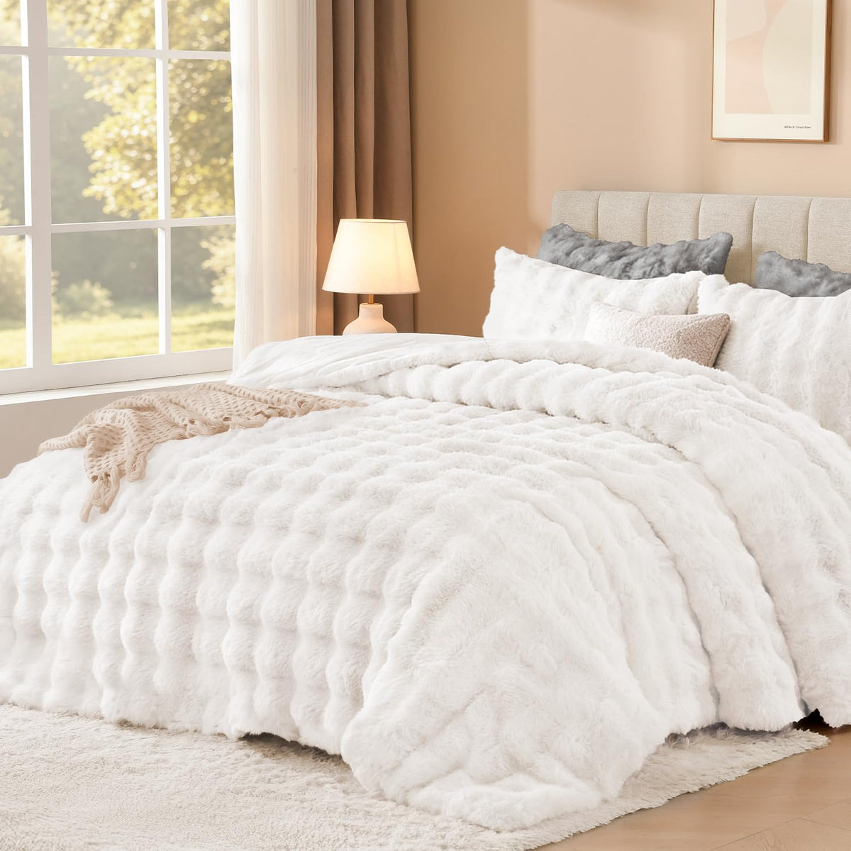 King Faux Fur Comforter Set