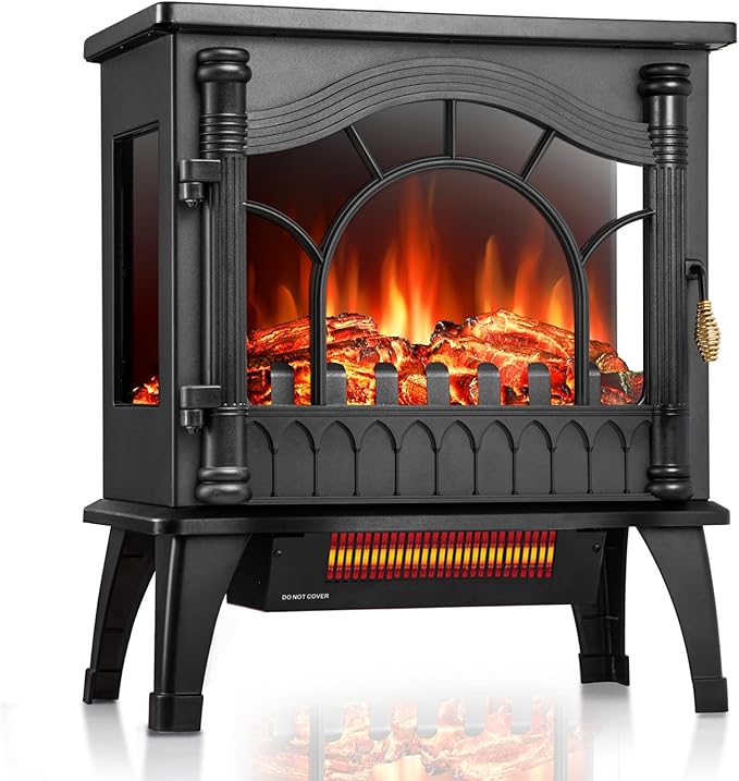 Electric Fireplace Stove Heater with Adjustable Flame