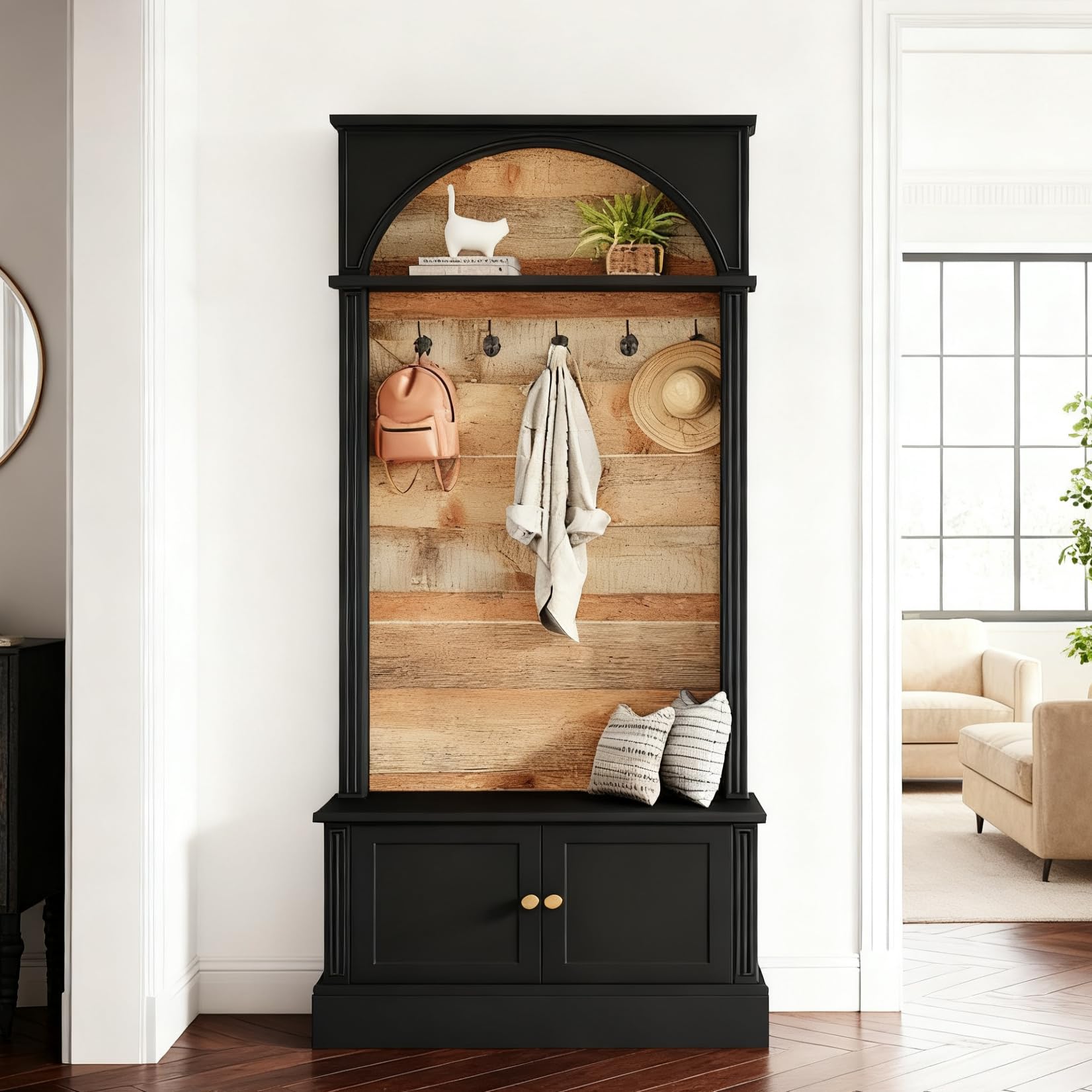 4-in-1 Hall Tree with Storage Bench & Shoe Cabinet