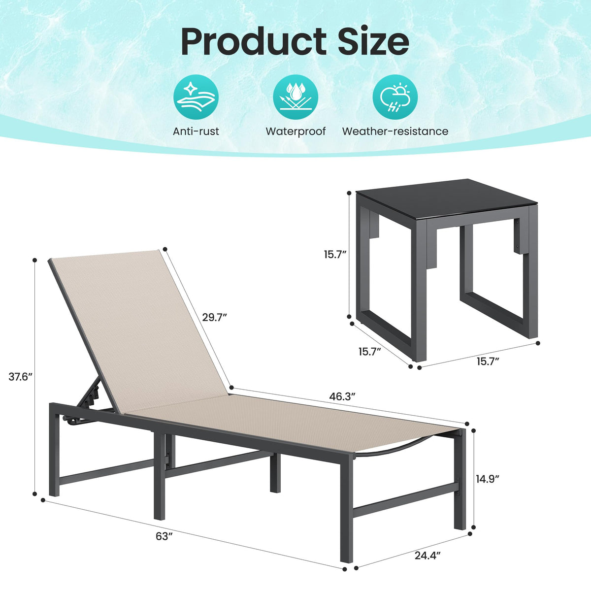 Amopatio Outdoor Lounge Chairs Poolside Chaise Lounge for Patio Set of 2