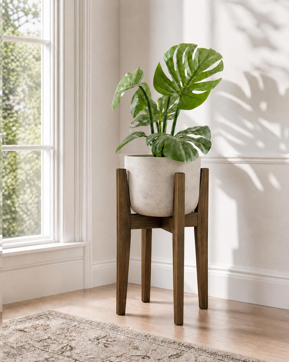 Bamworld Adjustable Plant Stand Indoor Bamboo Plant Stand Brown