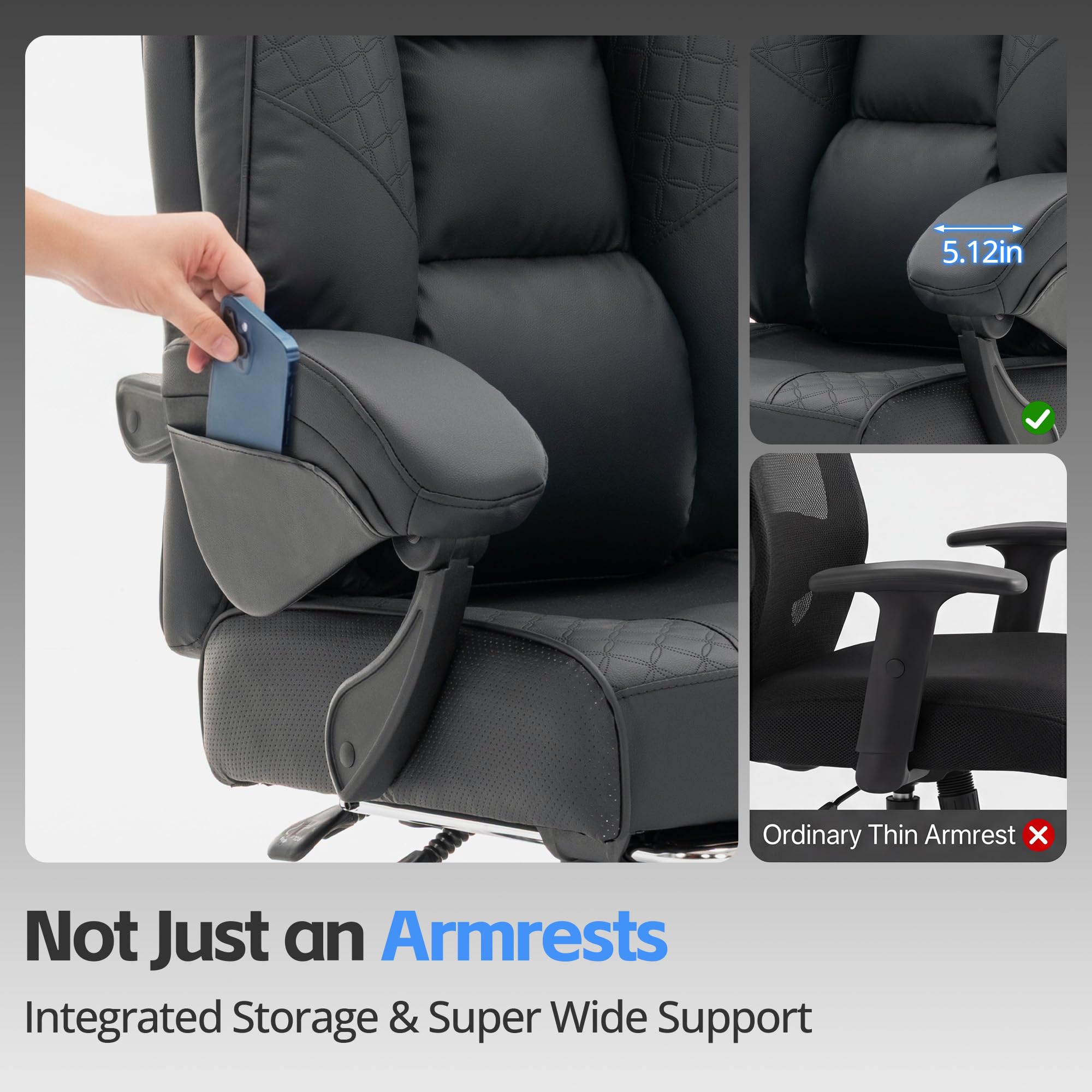 Big & Tall Gaming & Office Chair with Footrest & Lumbar Support