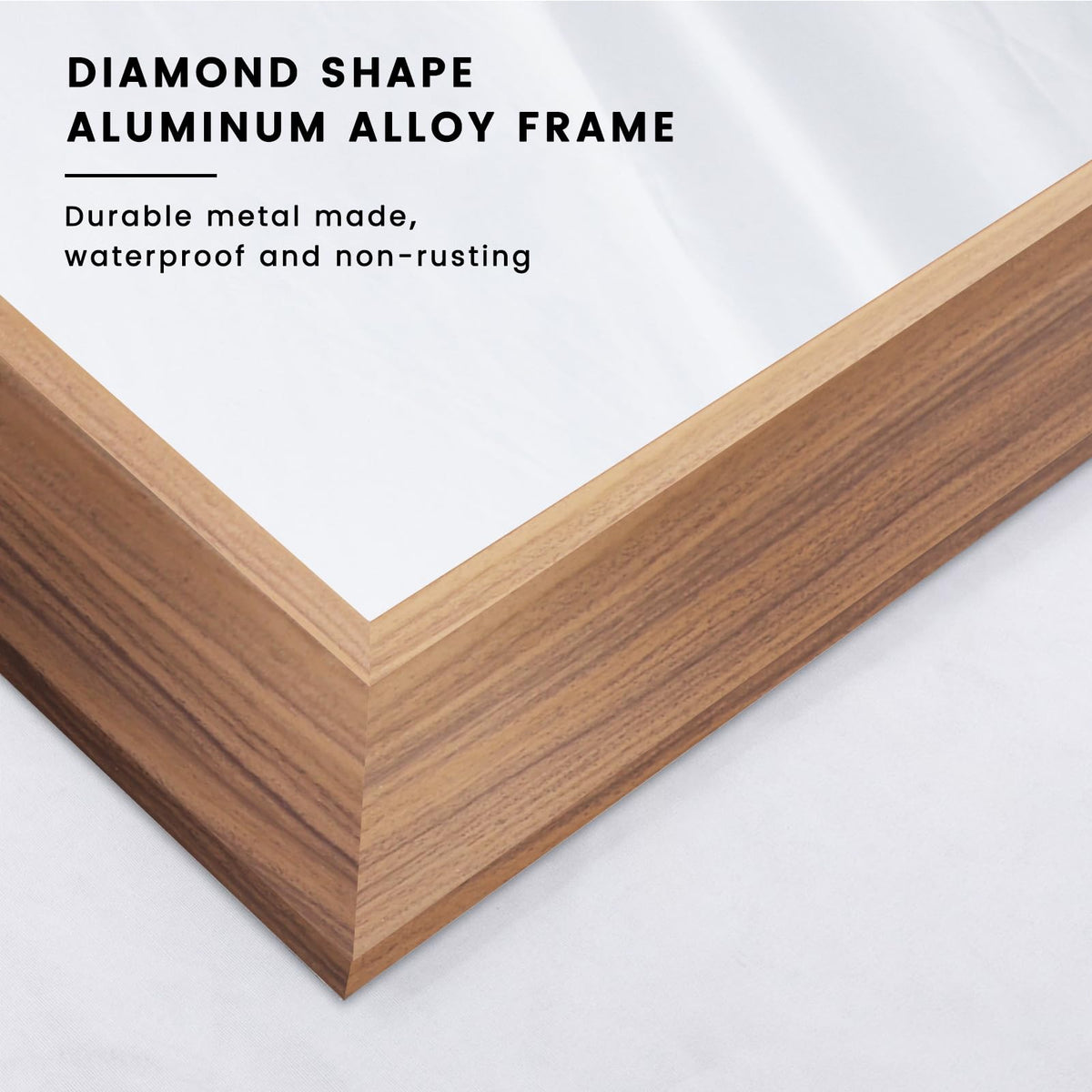 Walnut Wood-Grain Bathroom Mirror