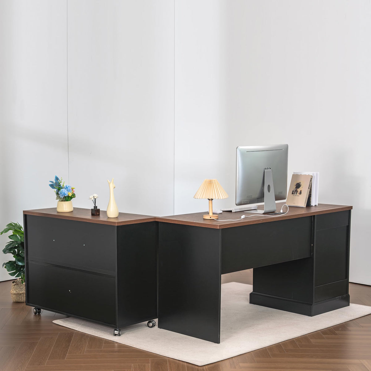 Executive Desk with Mobile File Cabinet