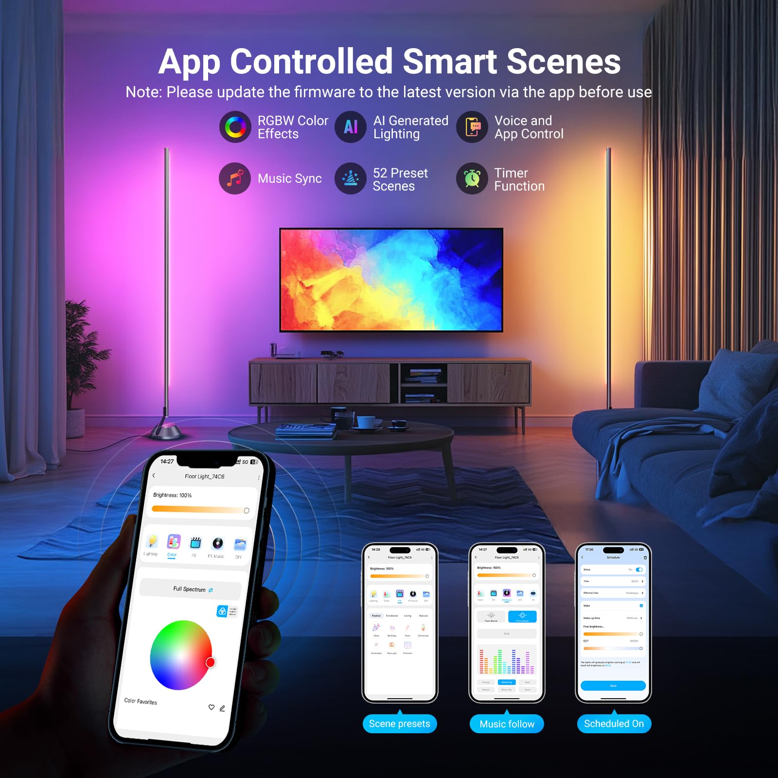 RGB IC Smart Floor Lamp with AI Lighting
