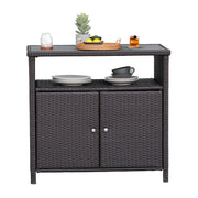Wicker Storage Cabinet with Doors & Shelves