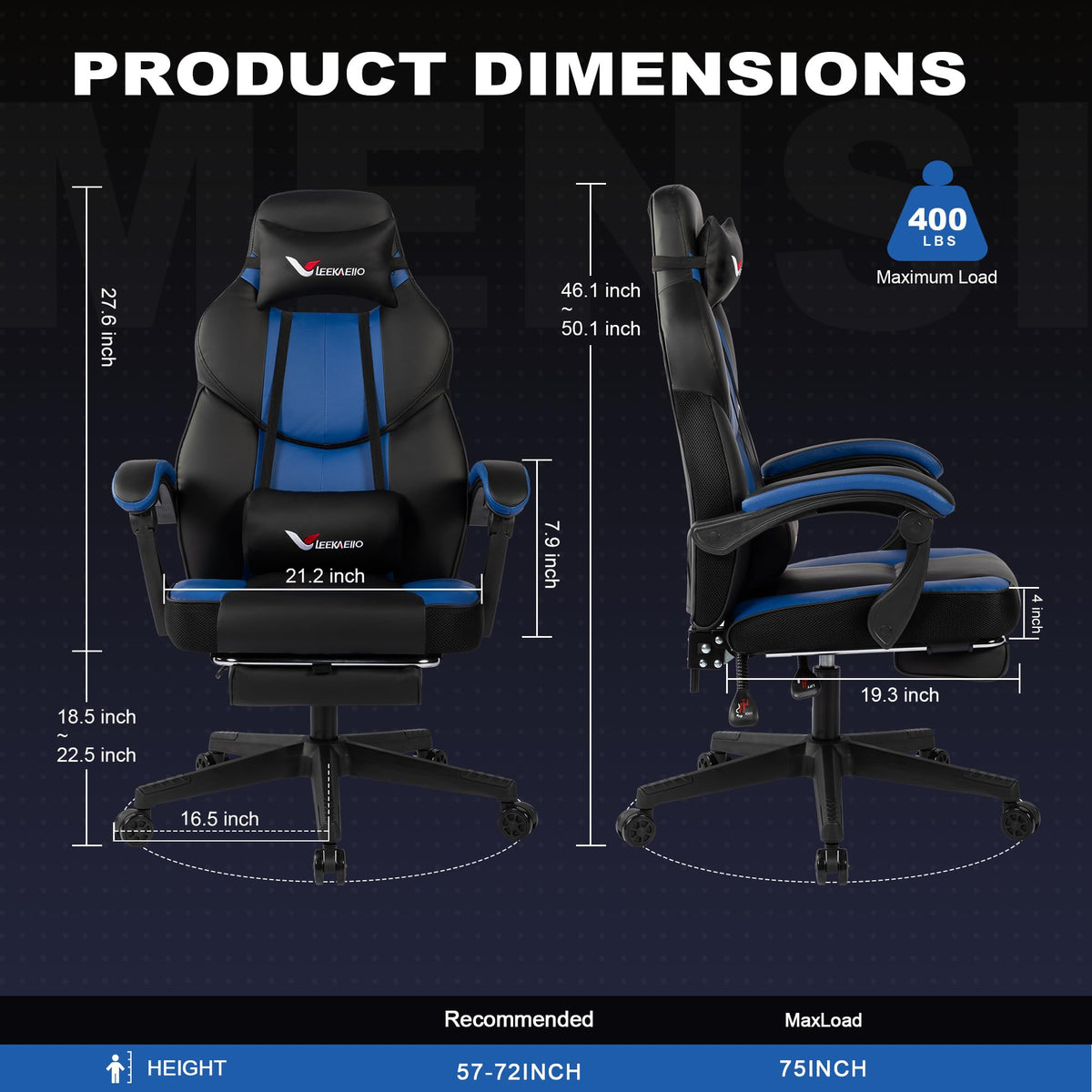 Reclining Gaming Chair with Footrest