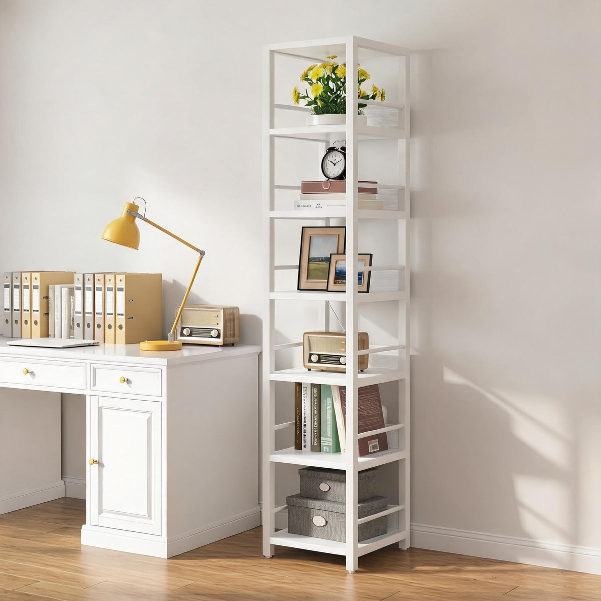 6-Tier Narrow Corner Bookshelf