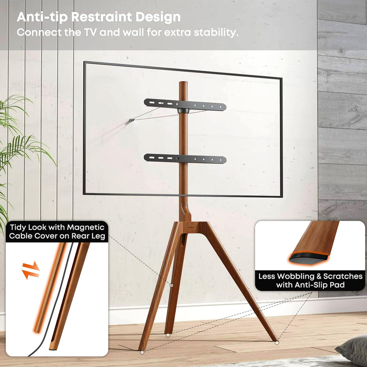 Walnut Wood Easel TV Stand