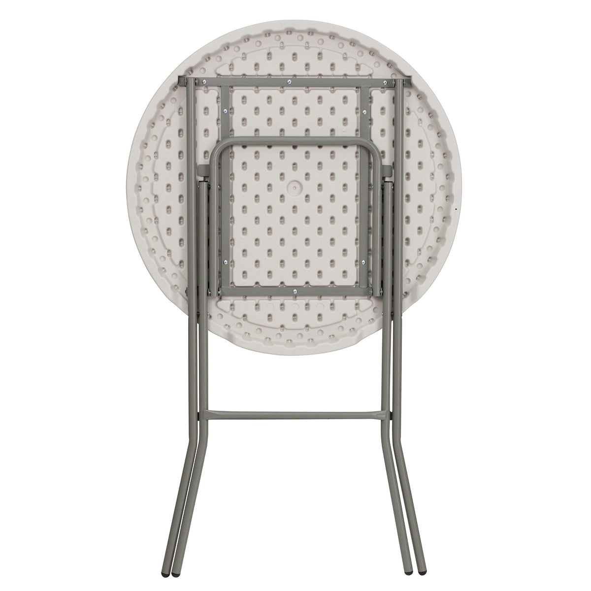 Flash Furniture 2.63 ft Plastic Round Folding Bar Table, Granite White