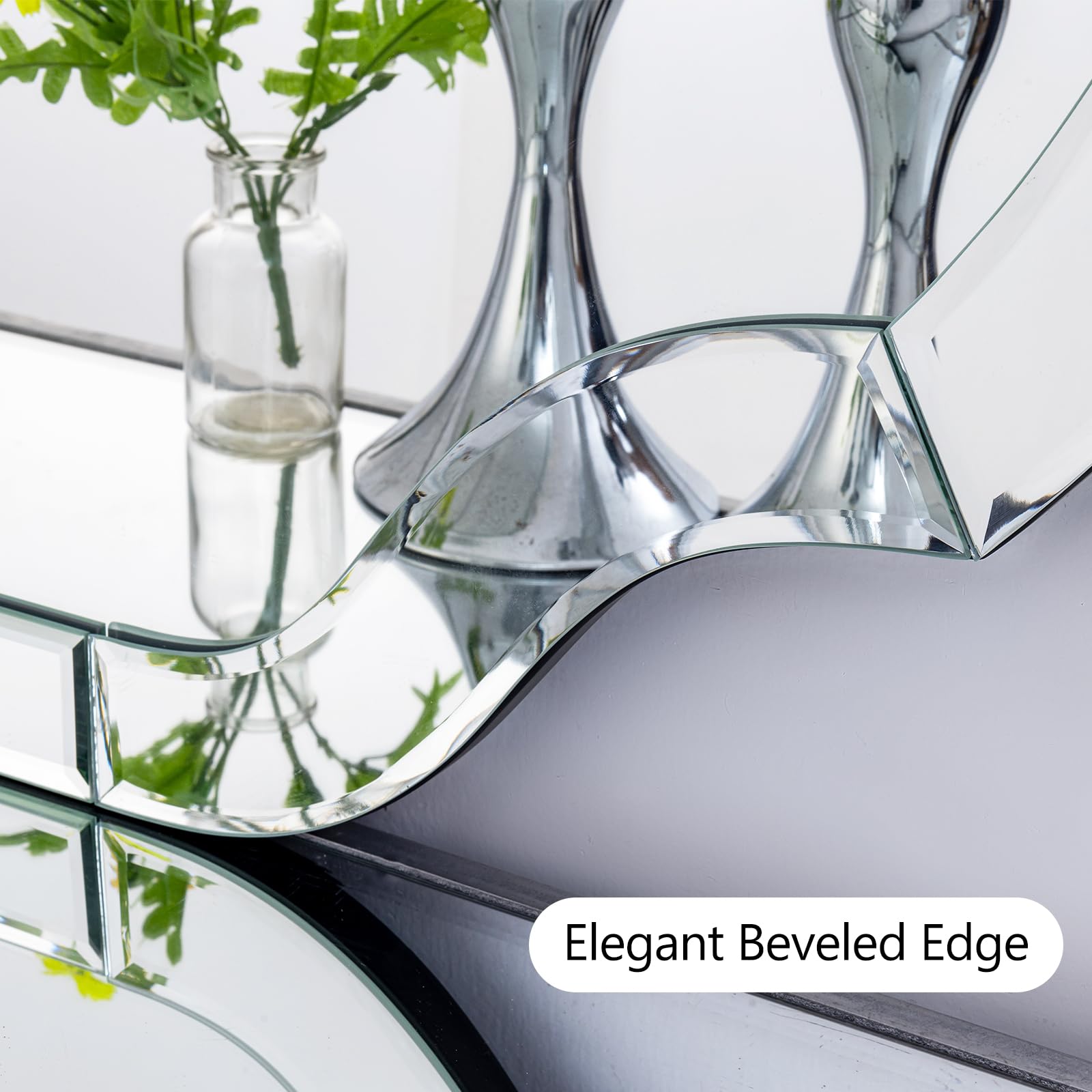 Large Decorative Wall Mirror with Beveled Glass
