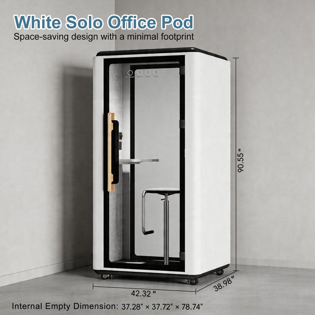 VESTAEL Soundproof Office Pod Booth, Quiet Meeting Pod with Acoustic Panels, Portable Modular Pod, Privacy Booth for Private Phone Calling Mobile Roller with Desk, LED Light, Fans and AC USB Ports