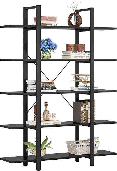 5-Tier Industrial Bookshelf 72"H