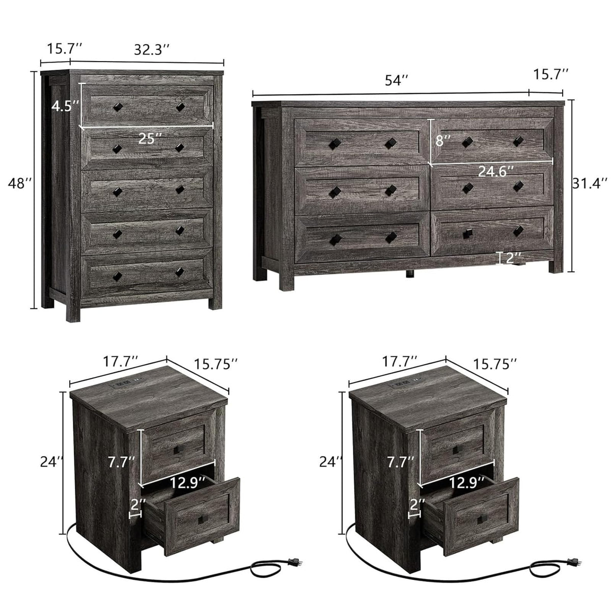 5-Piece Farmhouse Queen Bedroom Set