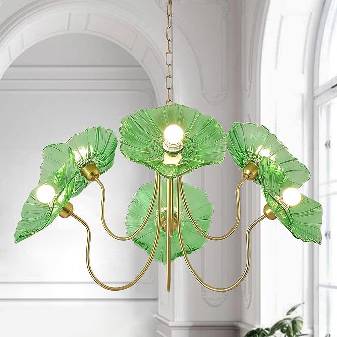 6-Light Floral Glass Chandelier