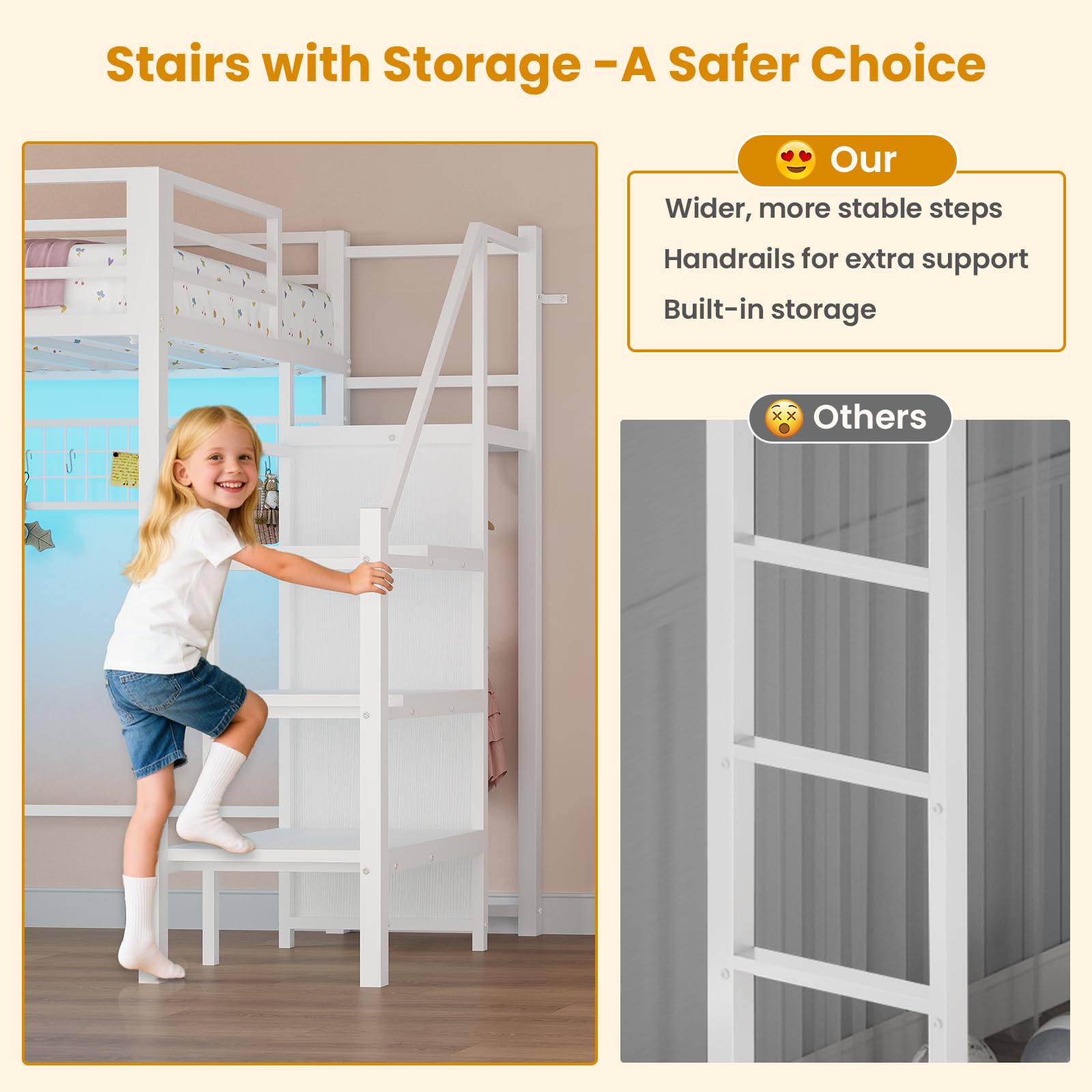 Twin Size Loft Bed with Storage Stairs & Drawers