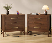 SUPERJARE 26.8'' Tall Night Stand with Charging Station, Set of 2