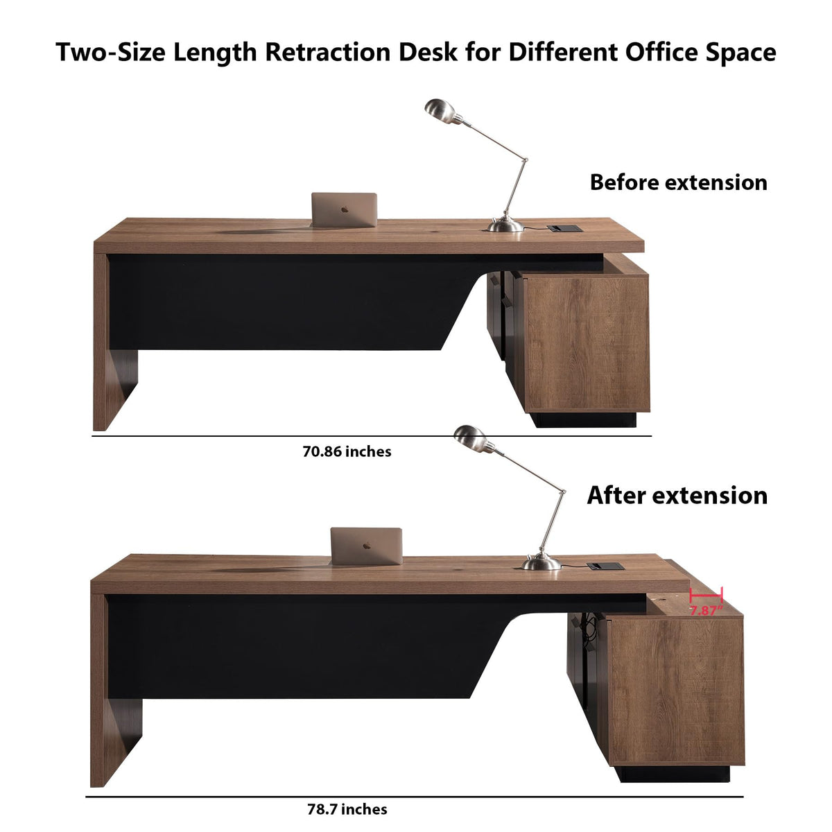 Retractable L-Shaped Executive Desk
