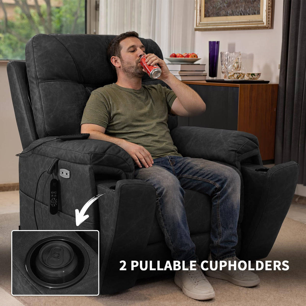 EONIX Large Triple Motor Power Lift Recliner Chair with Heat & Massage