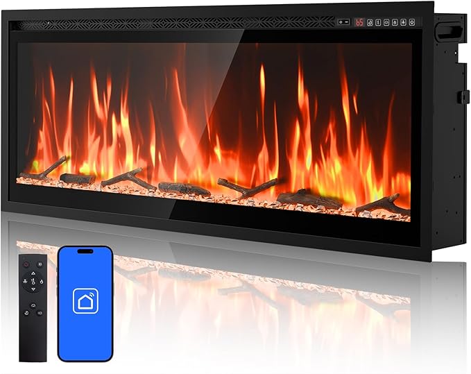 Wall-Mounted Electric Fireplace with Remote