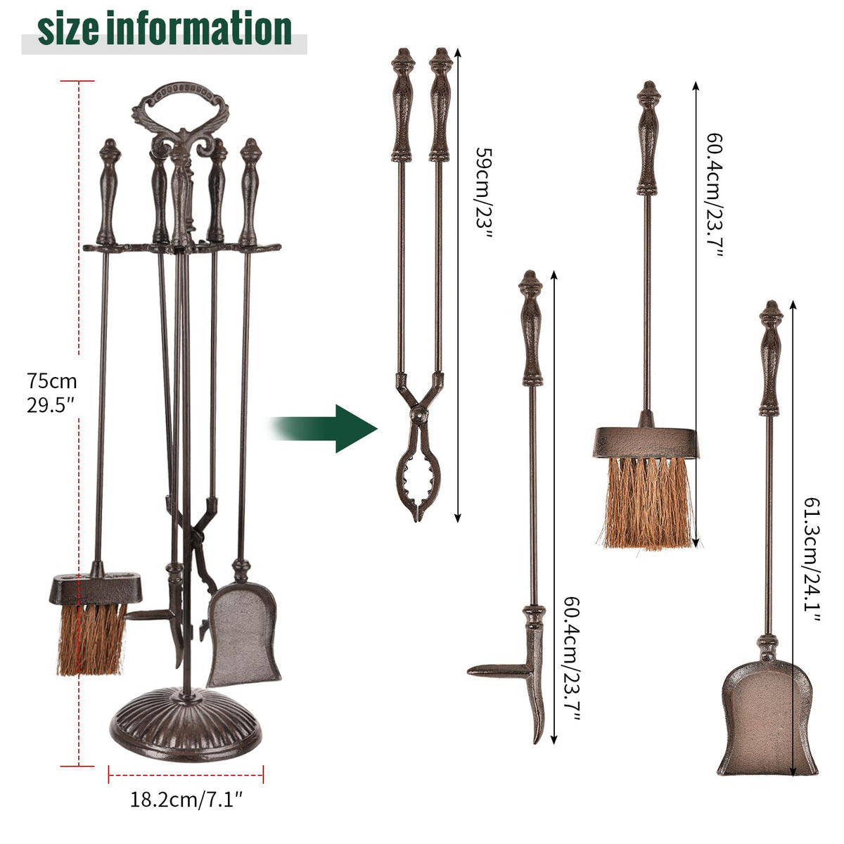 Cast Iron Fireplace Tool Set
