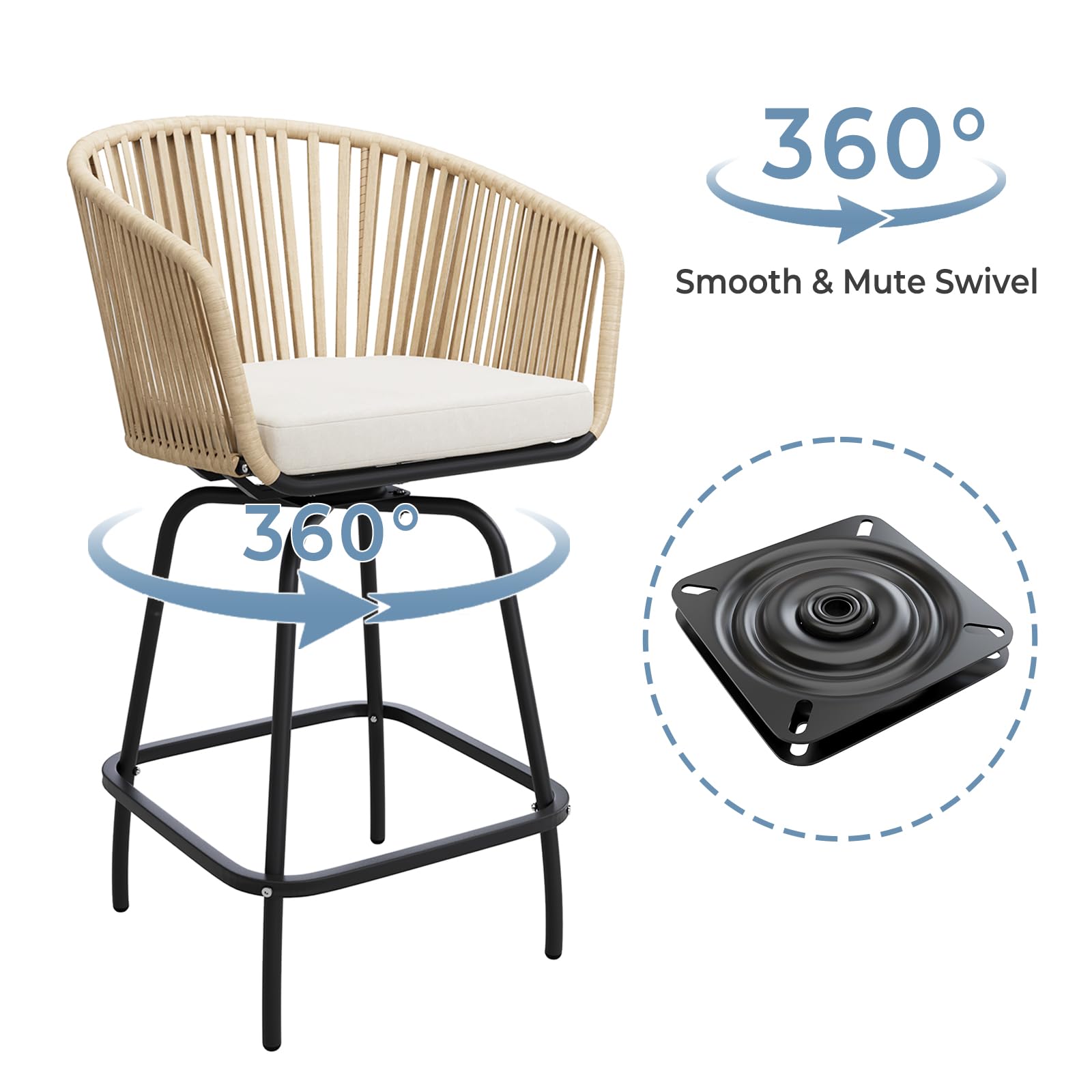 Outdoor Swivel Bar Stools Set of 2