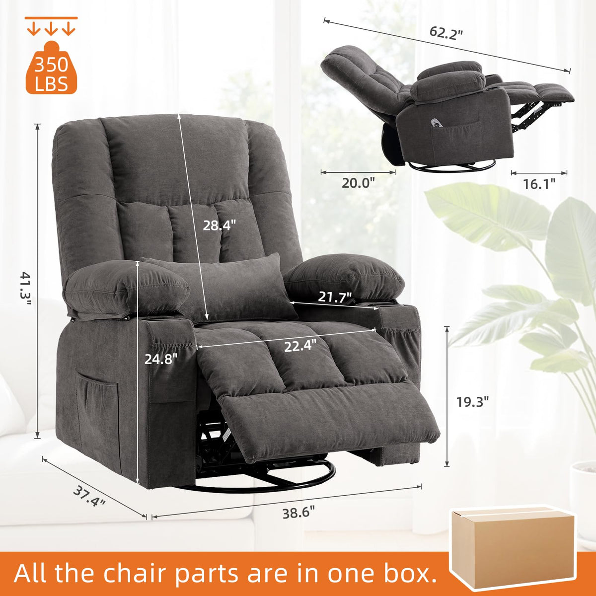 MAHOMICO Rocker Recliner Chair with Massage and Heat