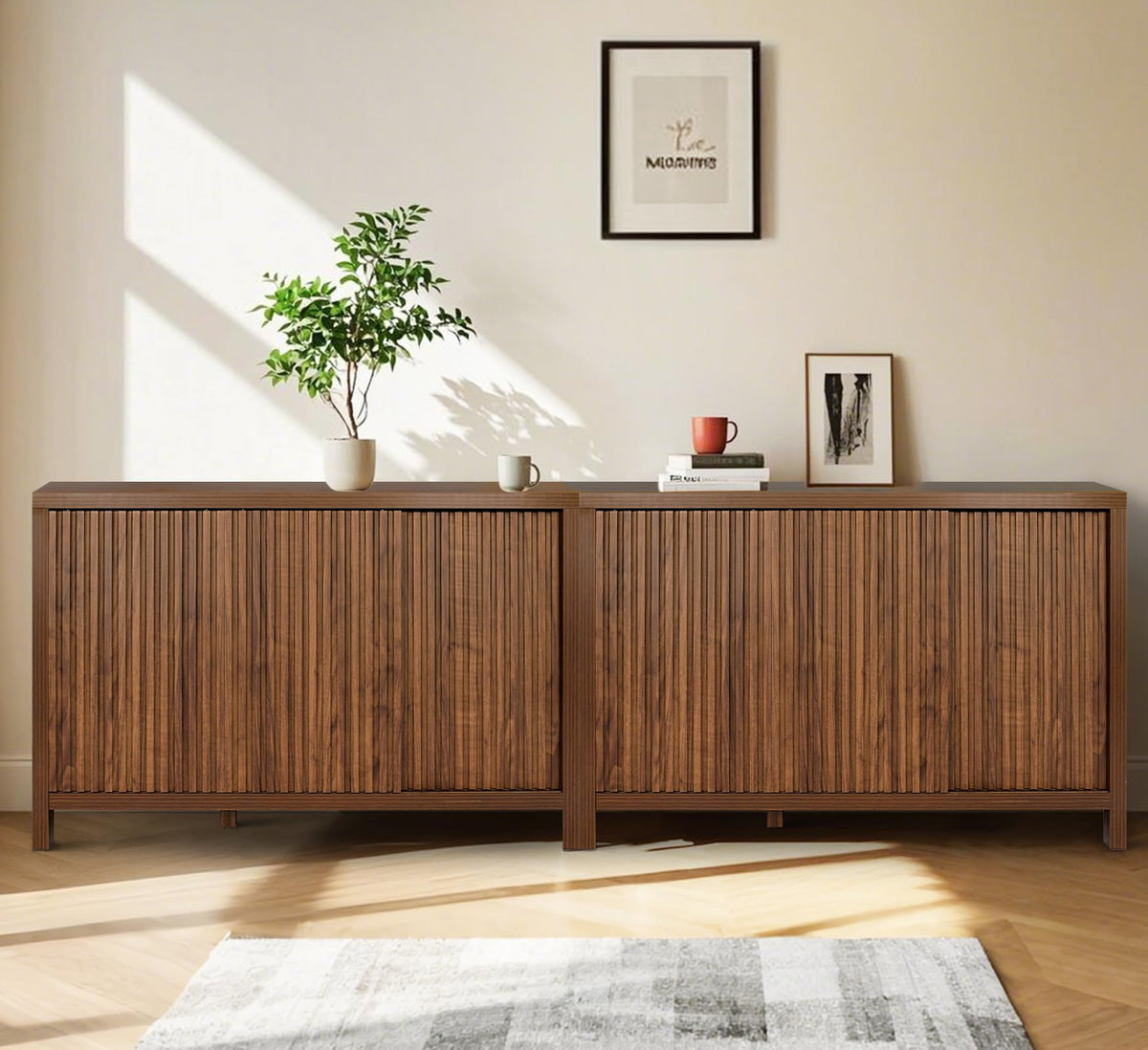 Espresso Fluted Sideboard Cabinet