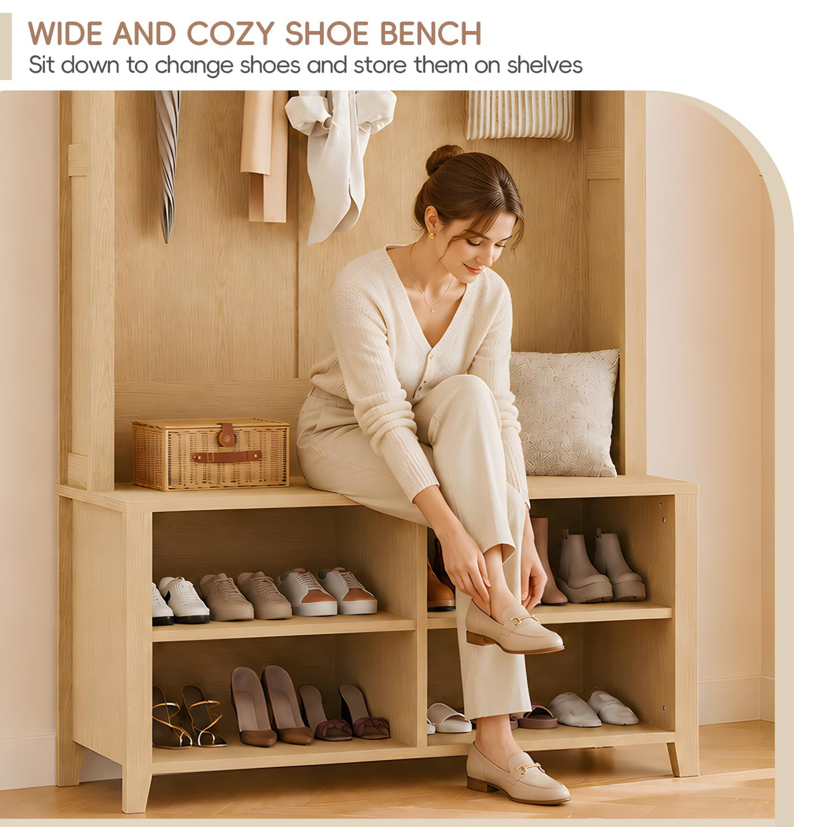 Arched Hall Tree with Shoe Storage