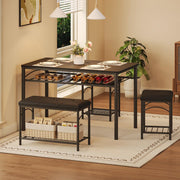 Dining Table Set with Bench & 2 Stools
