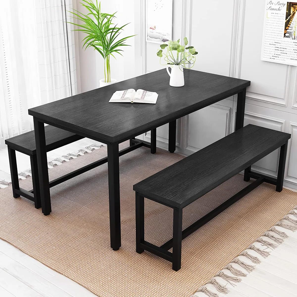 Dining Table Set with 2 Benches