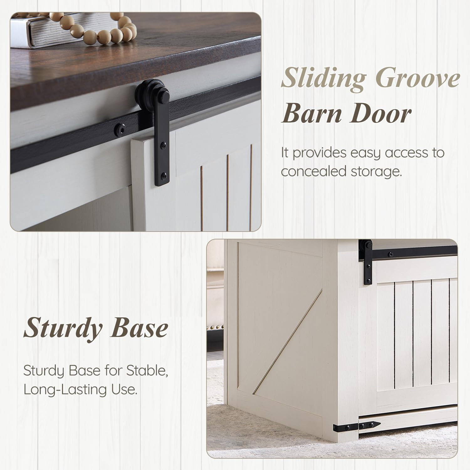 Lift Top Coffee Table with Sliding Barn Door & Double Storage