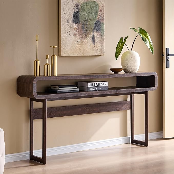 63-Inch Console Table with Open Shelf