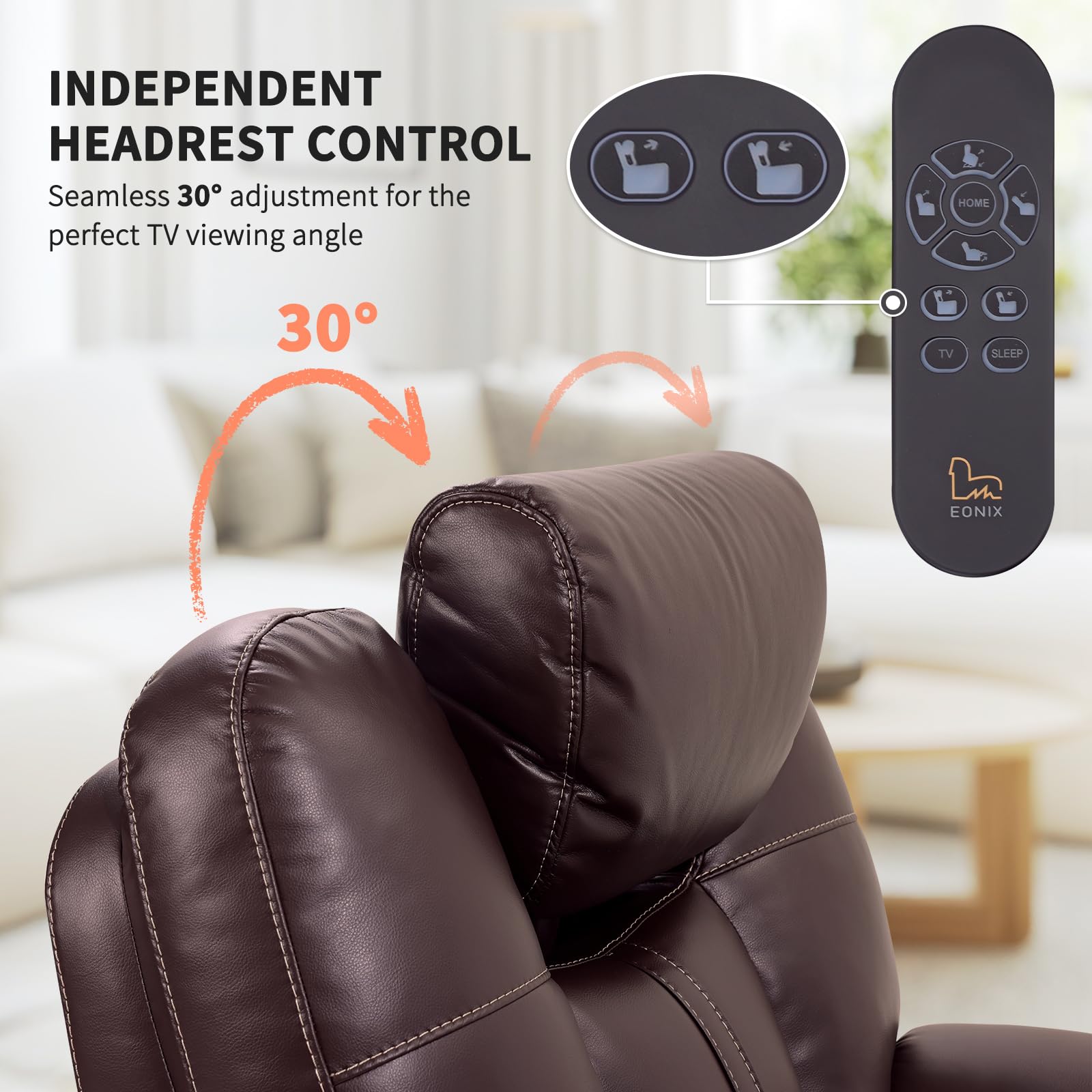 EONIX Triple Motor Lay Flat Power Lift Recliner Chair for Elderly with Adjustable Headrest, 400lbs Electirc Lift Chair for Living Room, Lumbar Pillow, Extended Footrest, Dark Brown