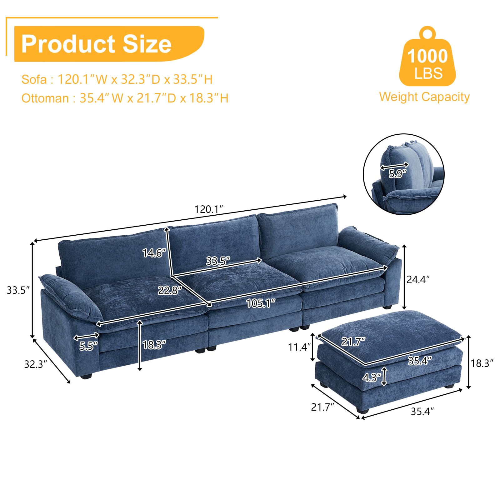 Modular Sectional Sofa with Ottoman