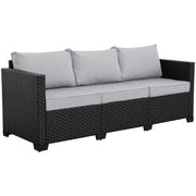 3-Seat Outdoor Patio Sofa with Waterproof Cover